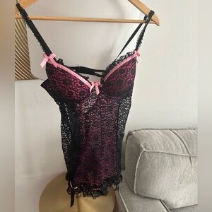 Victoria's Secret Sexi Little Things Lace Babydoll Corset Goth 90’s Y2K Grunge